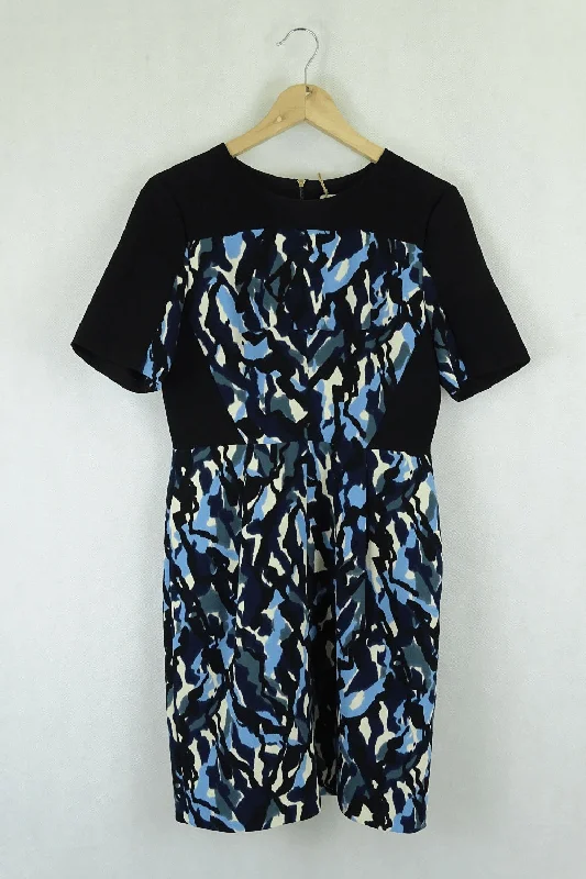 Whistles Blue Pattern Dress 10