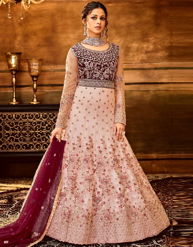Butterfly Net Pink & Purple Dress Suit Anarkali Bottom