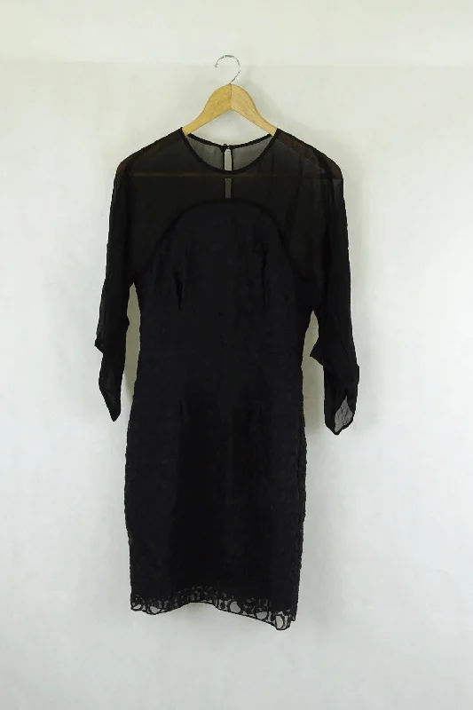 Wayne Cooper Black Long Sleeve Embroidered Dress 1 (Au 10)
