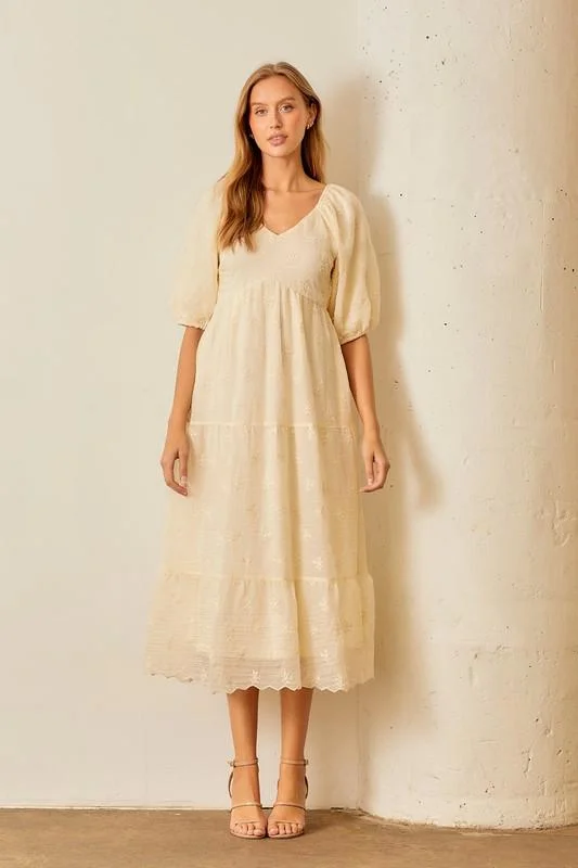Victorian ivory embroidred dress