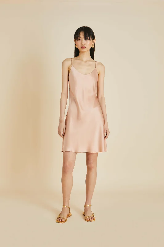 Venus Shell Pink Slip Dress in Sandwashed Silk
