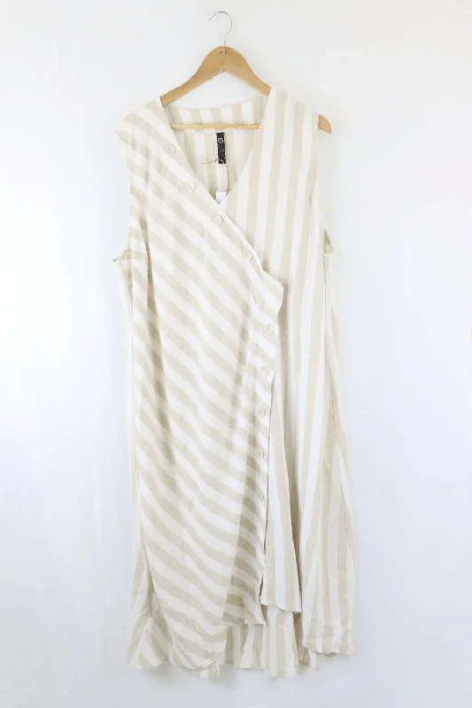 Taking Shape TS Brown And White Striped Dress 22