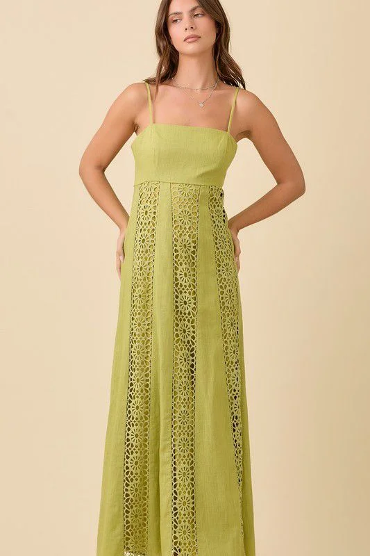 Linen Lime Maxi Strap Dress