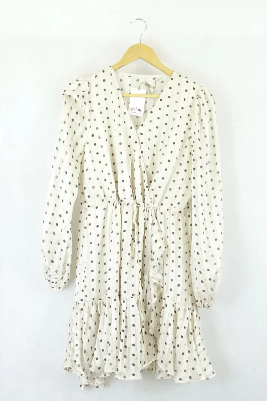 White Polka Dot Dress M