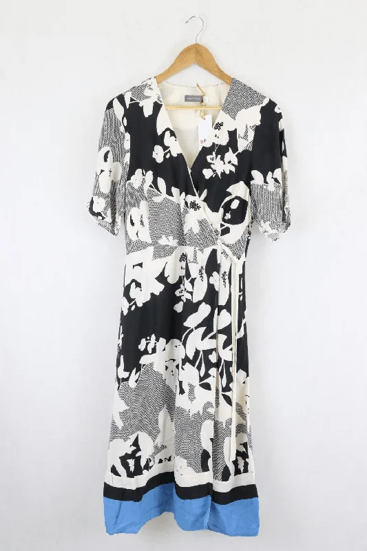 Mint Velvet Black And White Floral Print Dress 10