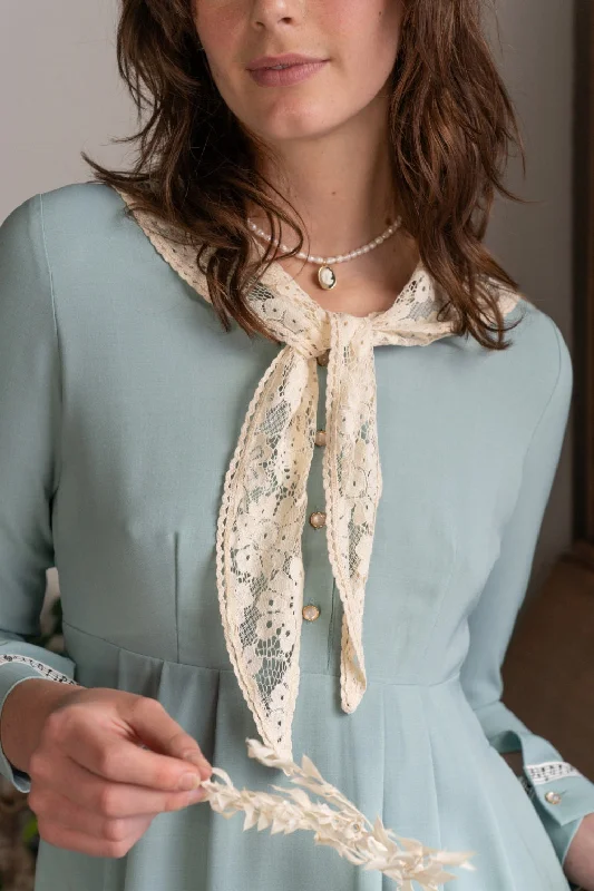 Harmony Lace Tie Dress (Dusty Blue)