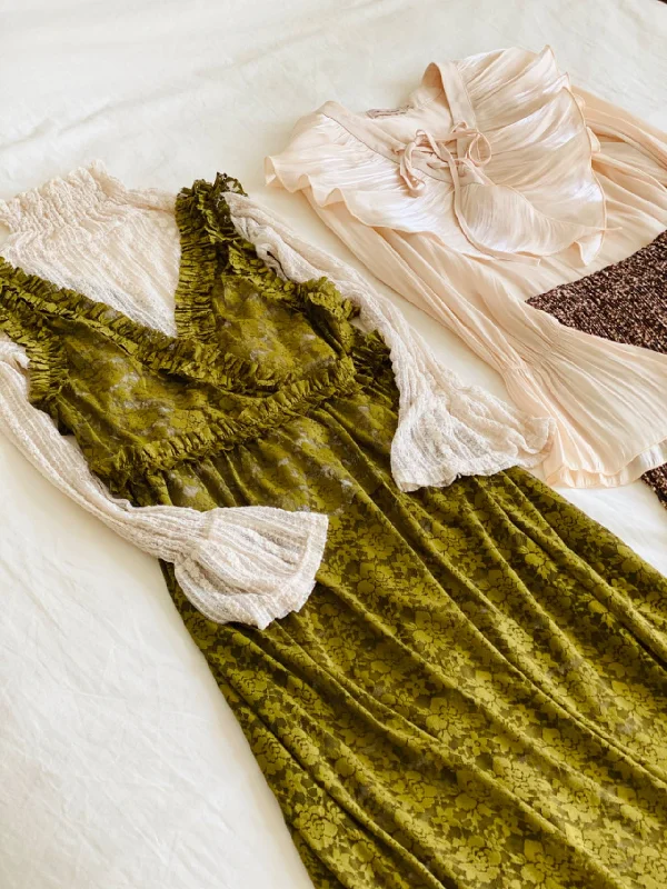 Tadema Dress (Mustard Green)