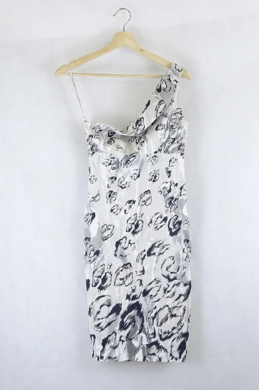 Karen Millen White and Grey Cocktail Dress 10