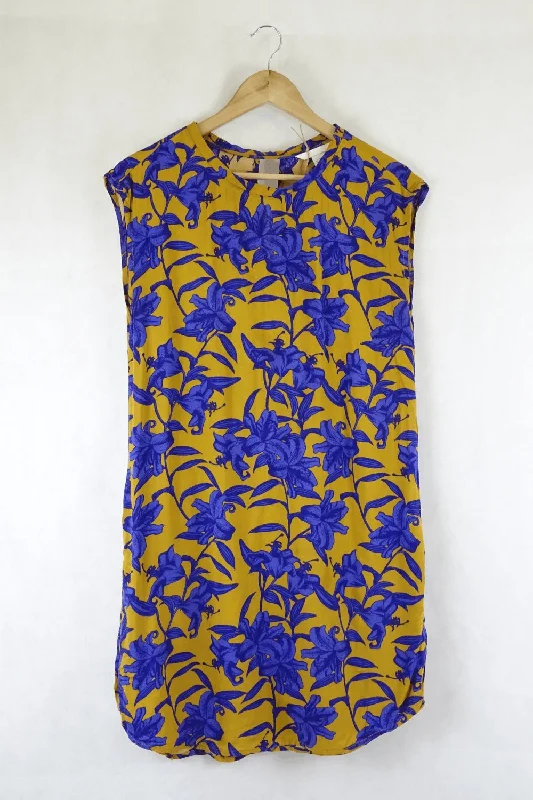 H&M Orange And Blue Floral Dress 6