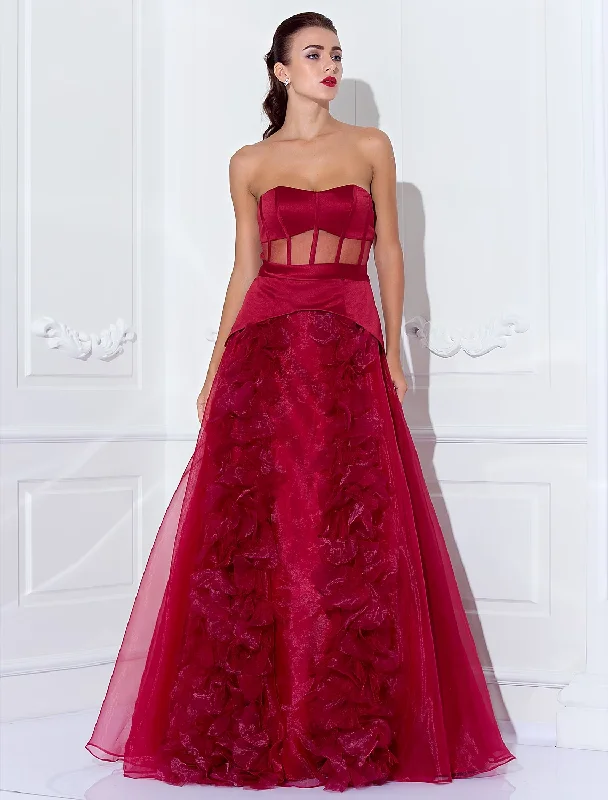 Ball Gown Celebrity Style Dress Holiday Floor Length Sleeveless Strapless Satin with Sash / Ribbon Flower Ball Gown Celebrity Style Dress Holiday Floor Length Sleeveless Strapless Satin with Sash / Ribbon Flower