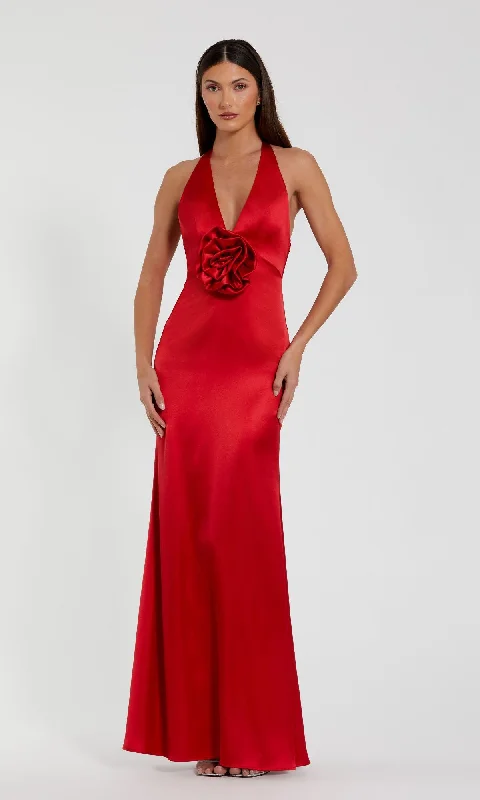 Long Red Halter Prom Dress: Mac Duggal 49913