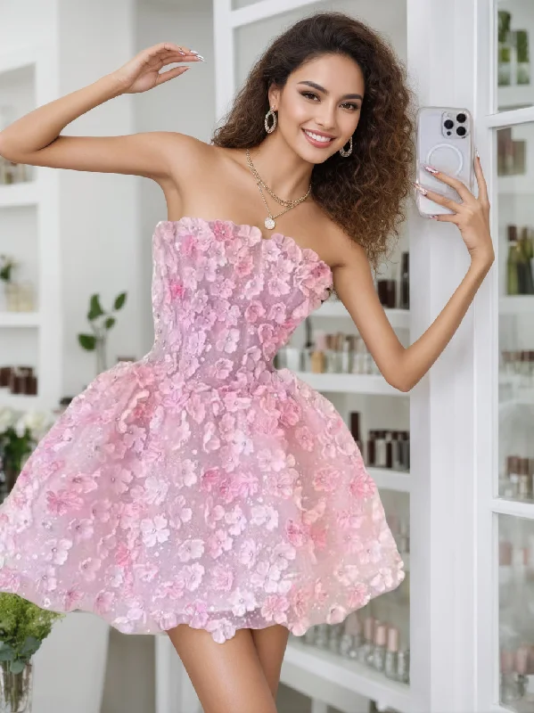Sheath/Column Strapless Sleeveless Short/Mini Party Dance Cocktail Homecoming Dress With Embroidery Sheath/Column Strapless Sleeveless Short/Mini Party Dance Cocktail Homecoming Dress With Embroidery