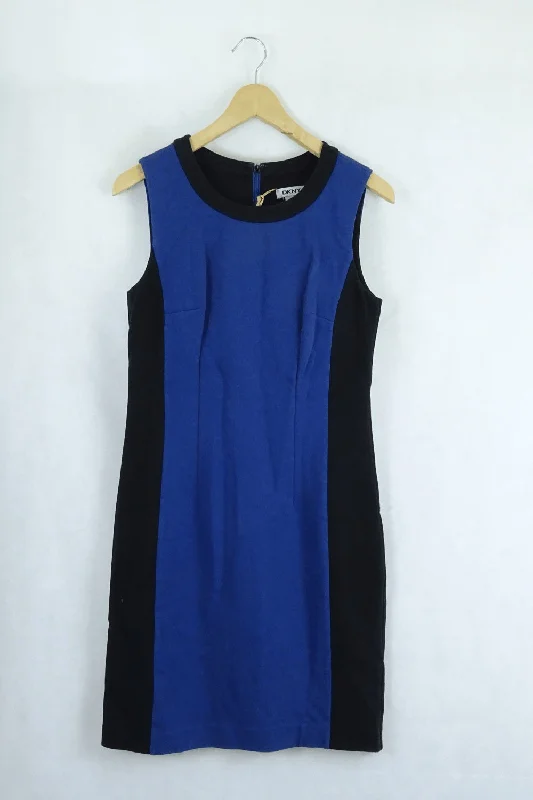 DKNY Donna Karan Black And Blue Dress 4
