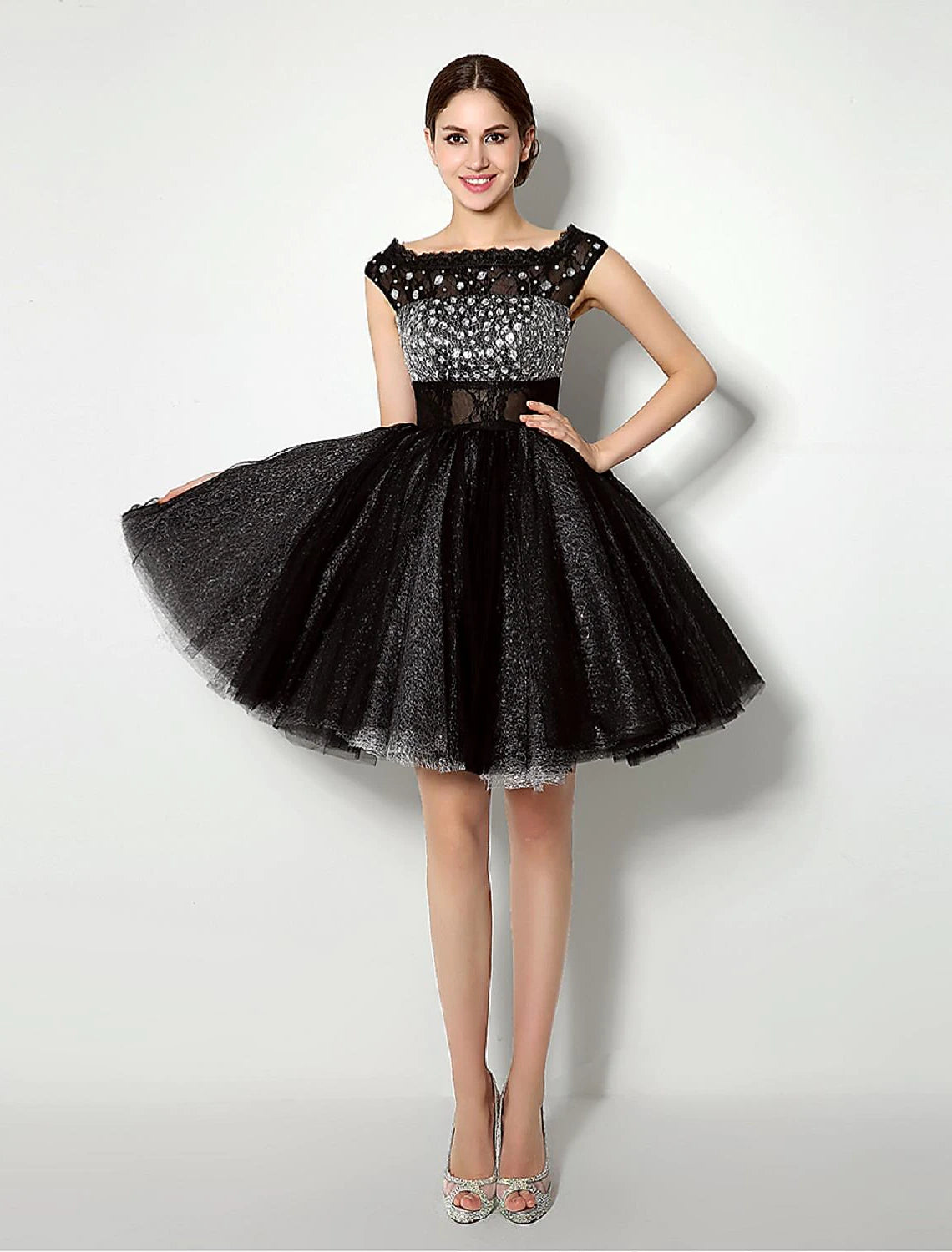 Ball Gown Fit & Flare Little Black Dress Dress Cocktail Party Short / Mini Sleeveless Bateau Neck Tulle with Lace Sash / Ribbon Pleats Ball Gown Fit & Flare Little Black Dress Dress Cocktail Party Short / Mini Sleeveless Bateau Neck Tulle with Lace Sash / Ribbon Pleats
