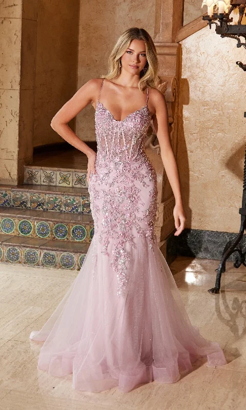 Long Embroidered Prom Dress: Nox Anabel Q1541