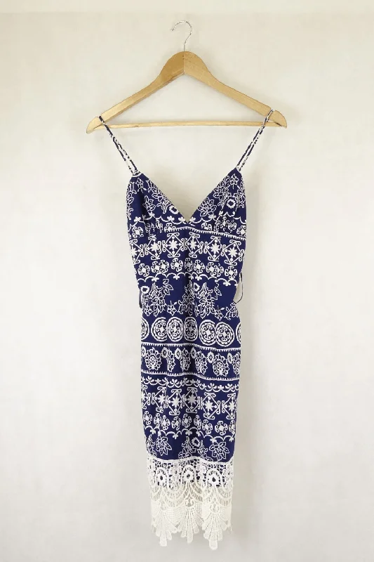 Angel Biba Blue And White Floral Dress S