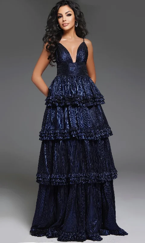 Long Navy Prom Dress: Jovani 38296