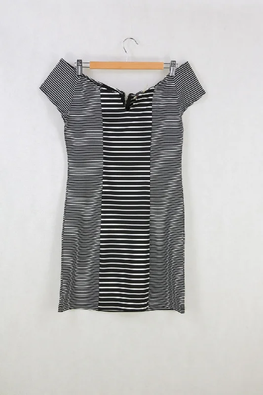Paint It Red Striped Monochrome Dress-M