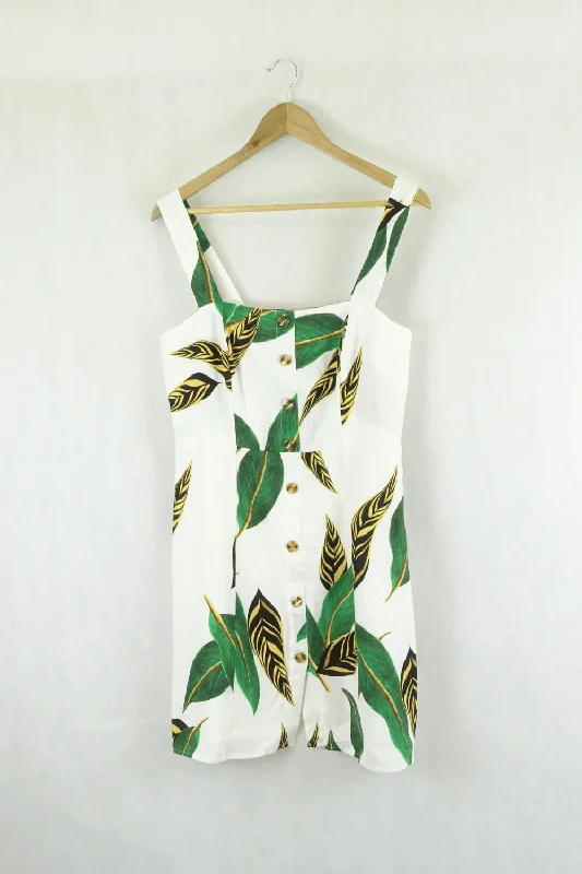 Farm Rio Patterned Green And Yellow Dress L
