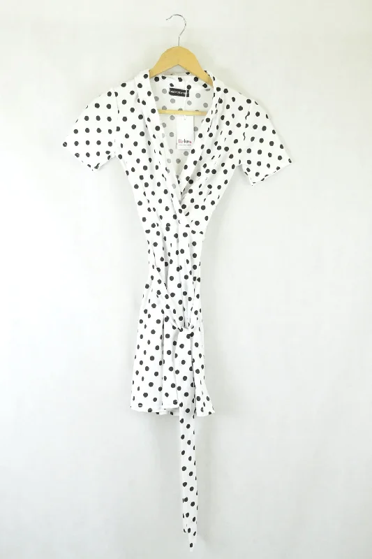 Pretty Little Thing Black And White Polka Dot Dress 6