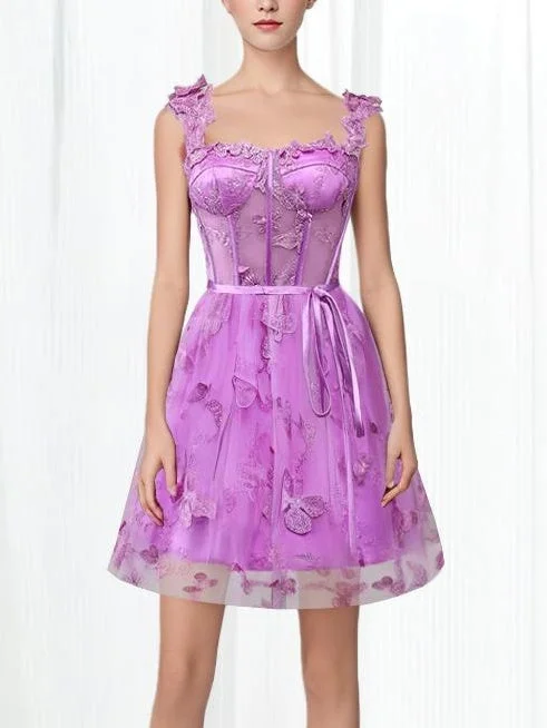 A-Line/Princess Off-the-Shoulder Sleeveless Short/Mini Party Dance Cocktail Homecoming Dress With Embroidery A-Line/Princess Off-the-Shoulder Sleeveless Short/Mini Party Dance Cocktail Homecoming Dress With Embroidery