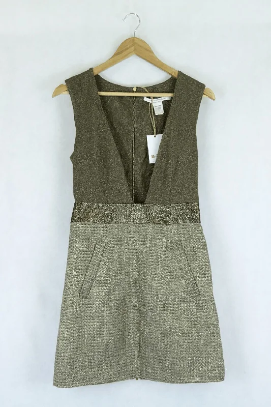 Diane Von Furstenberg Gold Plunge Dress 2 (Au 6)