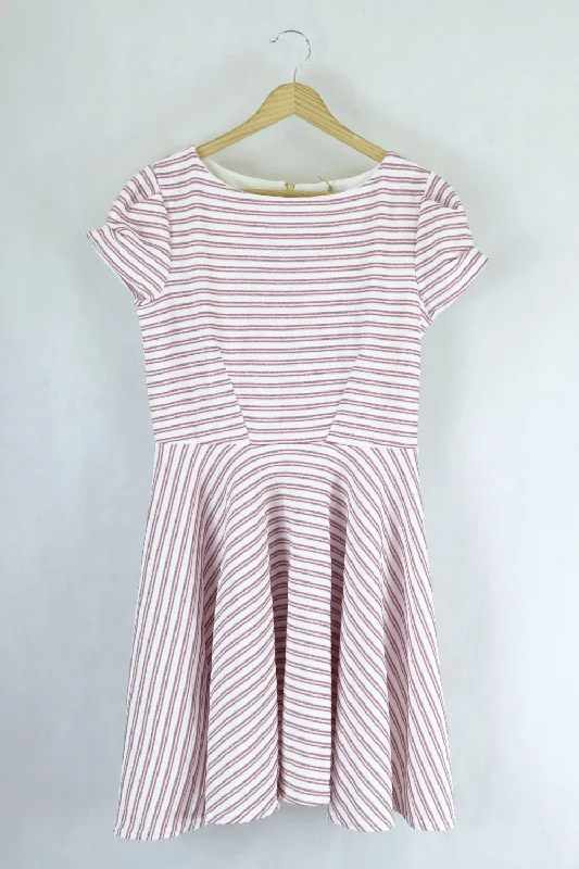Closet Pink Striped Pink And White Sparkle Dress 14