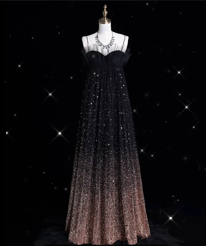Bonnyshow Aesthetic A line Spaghetti Straps Sequin Brown Long Evening Dress Prom Dresses SD1839 Bonnyshow Aesthetic A line Spaghetti Straps Sequin Brown Long Evening Dress Prom Dresses SD1839