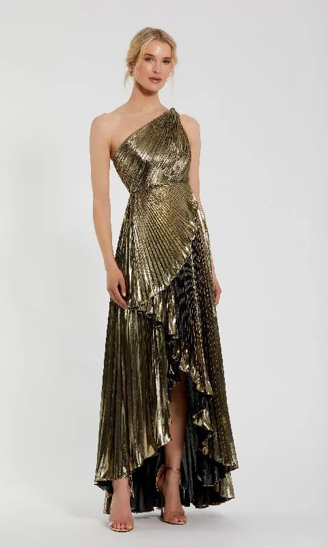 Gold Pleated Prom Dress: Mac Duggal 49910
