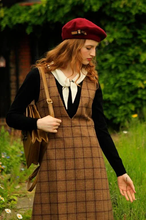 Sinclair Pinafore Dress (Brown)