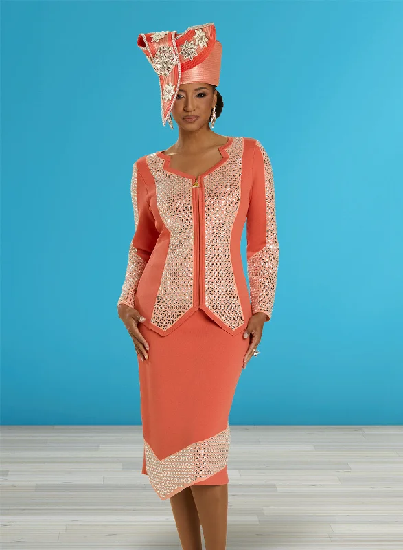 Donna Vinci 13420 Rhinestone Trim Knit Dress