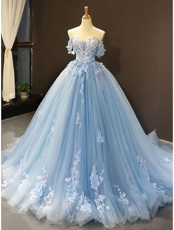 Ball Gown Prom Dresses Floral Dress Quinceanera Court Train Short Sleeve Sweetheart Lace with Pleats Appliques Ball Gown Prom Dresses Floral Dress Quinceanera Court Train Short Sleeve Sweetheart Lace with Pleats Appliques