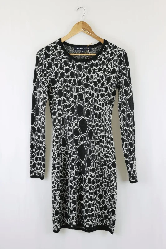 French Connections Black And White Pattern Dress 10