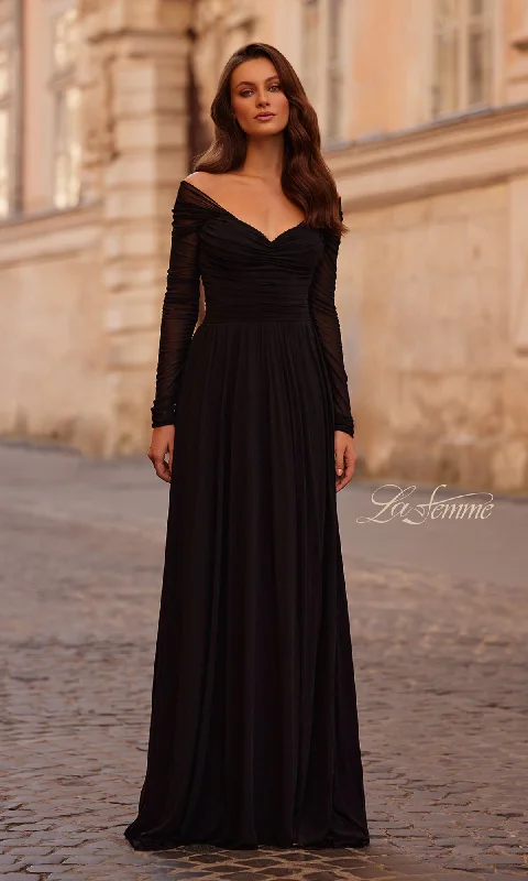 Long Black Formal Dress: La Femme 32722