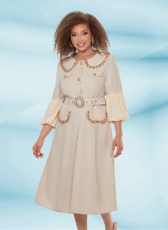 Donna Vinci 12174 Crepe Rhinestone & Pearl Dress