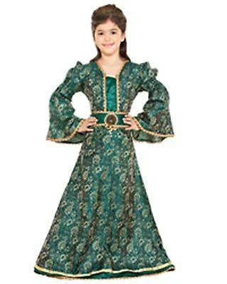Renaissance Medieval Girls Brocade Dress Woman's Costume