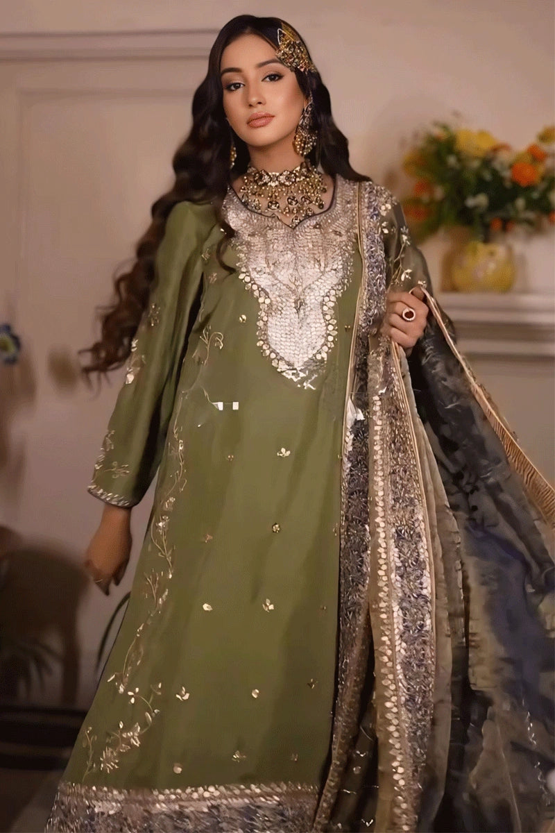 Pista Color Pakistani Dress For Eid Ramzan