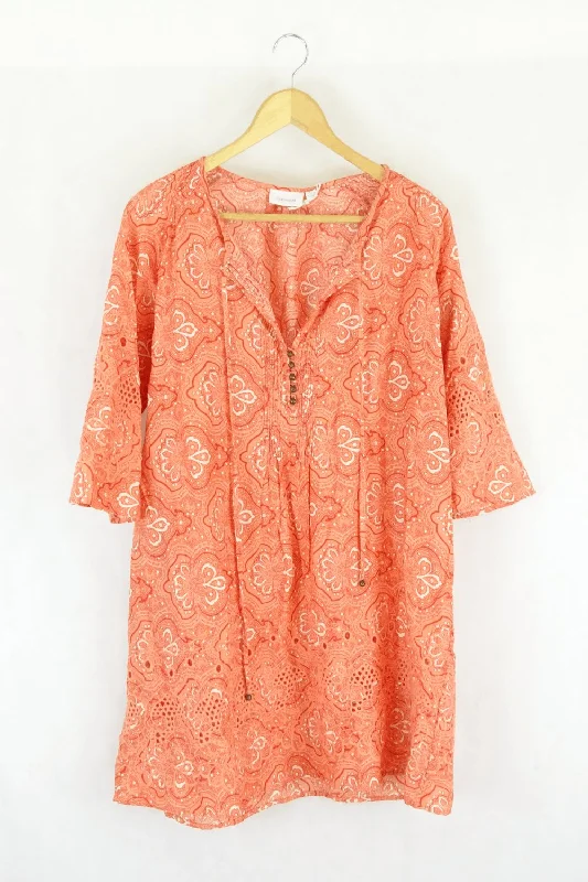 Sussan Orange Cotton Dress XS