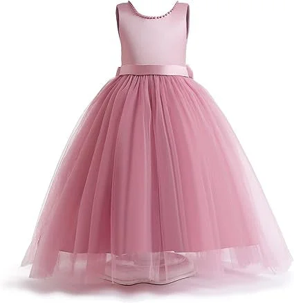 Ball Gown Sleeveless Jewel Neck Flower Girl Dresses with Bowknot