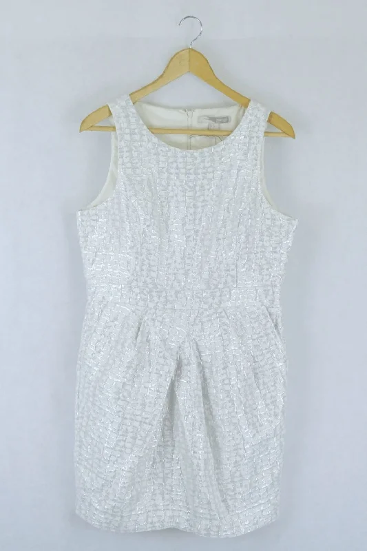 Forever 21 Cream & Silver Dress L