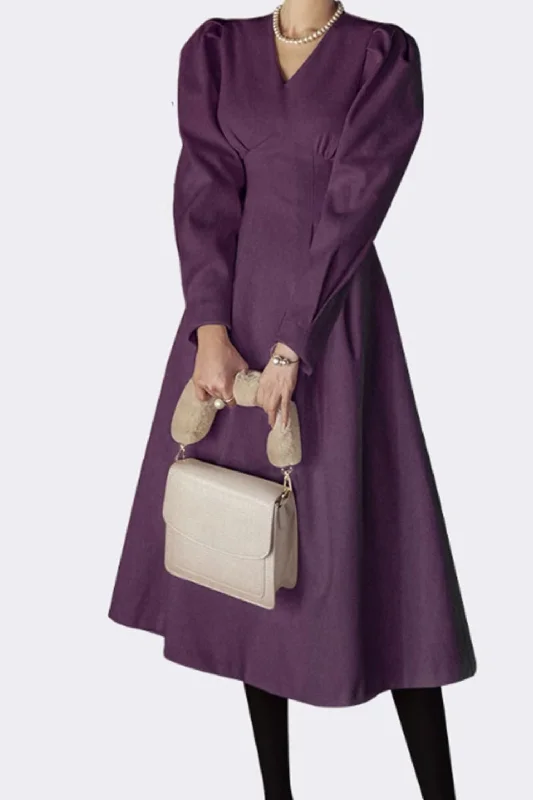 High waist prom wool dress women  4796 Tunics Silk luxurious