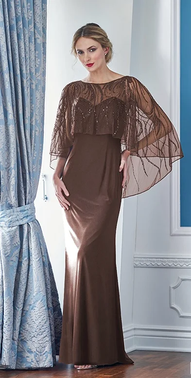 Jade Couture K218054 Boat Neck Beaded Capelet Gown with Illusion Sweetheart Detail Tunics Evening elegant Jade Couture K218054 Boat Neck Beaded Capelet Gown with Illusion Sweetheart Detail Tunics Evening elegant