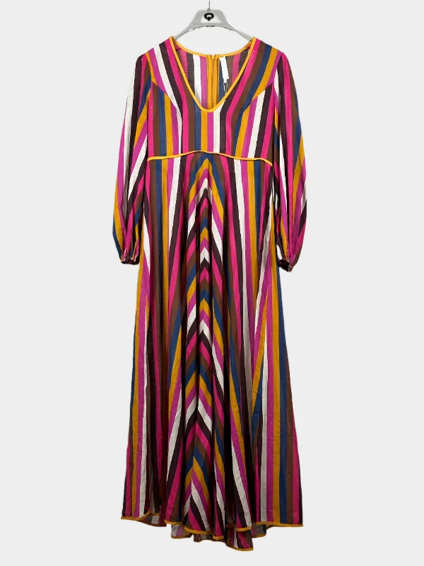 Multi Stripes Long Dress Tunics Chic elegant