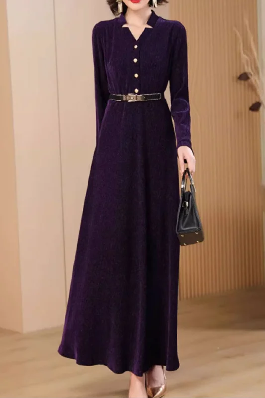 Prom purple velvet long dress women 4788 Tunics Lace romantic