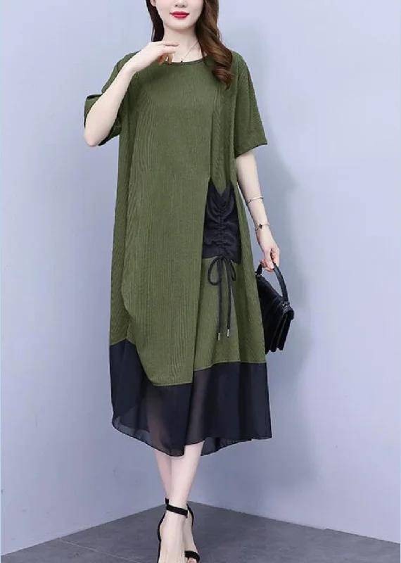 Style Green Chiffon Patchwork Holiday Long Dress Short Sleeve Tunics Practical easy-care Style Green Chiffon Patchwork Holiday Long Dress Short Sleeve Tunics Practical easy-care