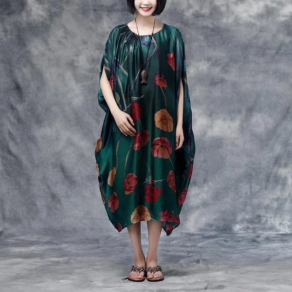 Summer Floral Casual Pocket Long Dress Tunics Spring floral