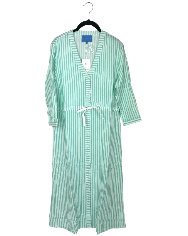 Teal And White Adjustable Waist Long Dress - Size 0 - 16 Turtleneck Warm Winter