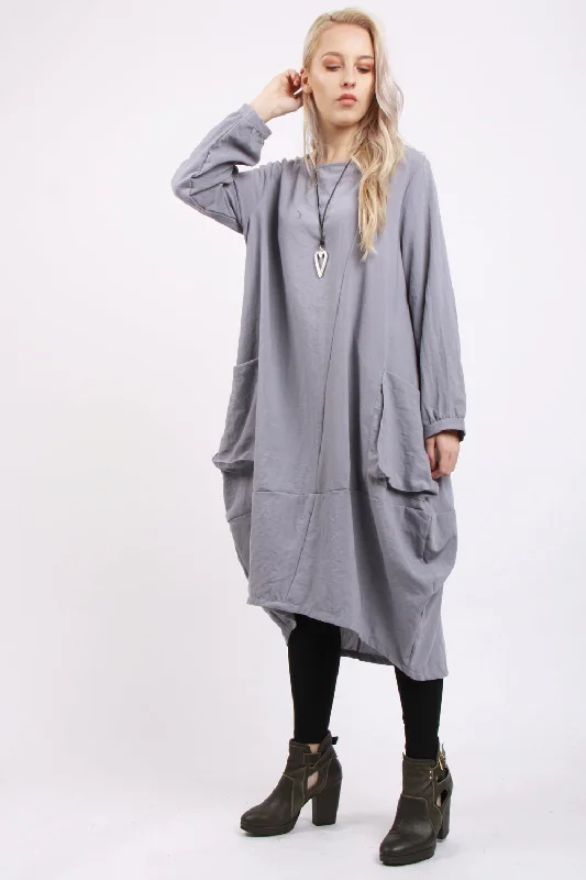 Long Dress with Pockets Over Sized Classic Dress for Women Tunics Versatile stylish