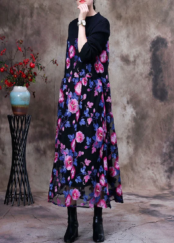 Unique Pink Embroideried Patchwork Lace Long Dress Spring Pencil Office Professional Unique Pink Embroideried Patchwork Lace Long Dress Spring Pencil Office Professional