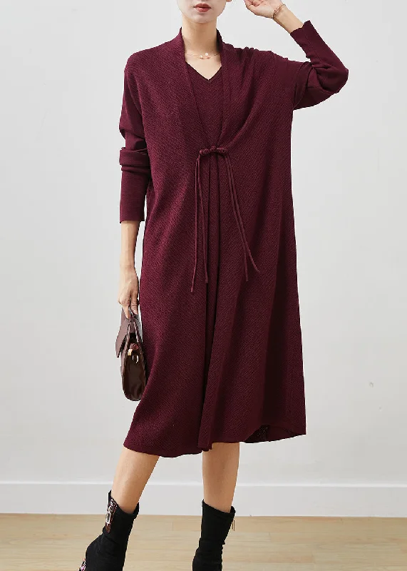 Vintage Mulberry Oversized Patchwork Knit Long Dresses Spring Tunics Wedding white